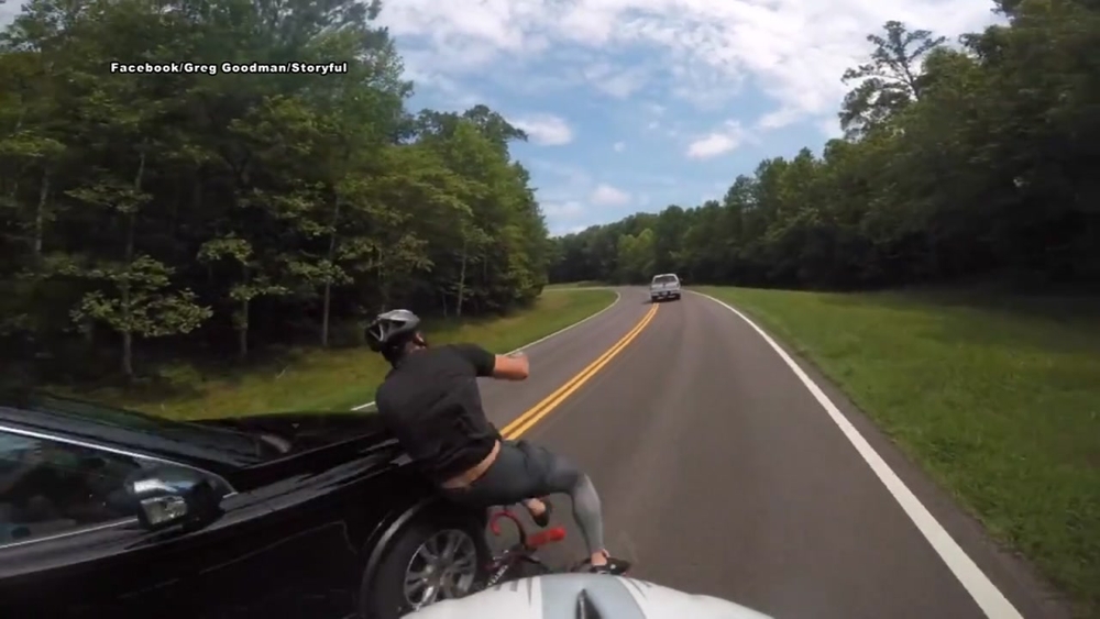 Video shows Tennessee bicyclist hit by a car on roadway